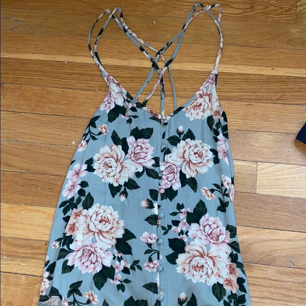 green floral tank top